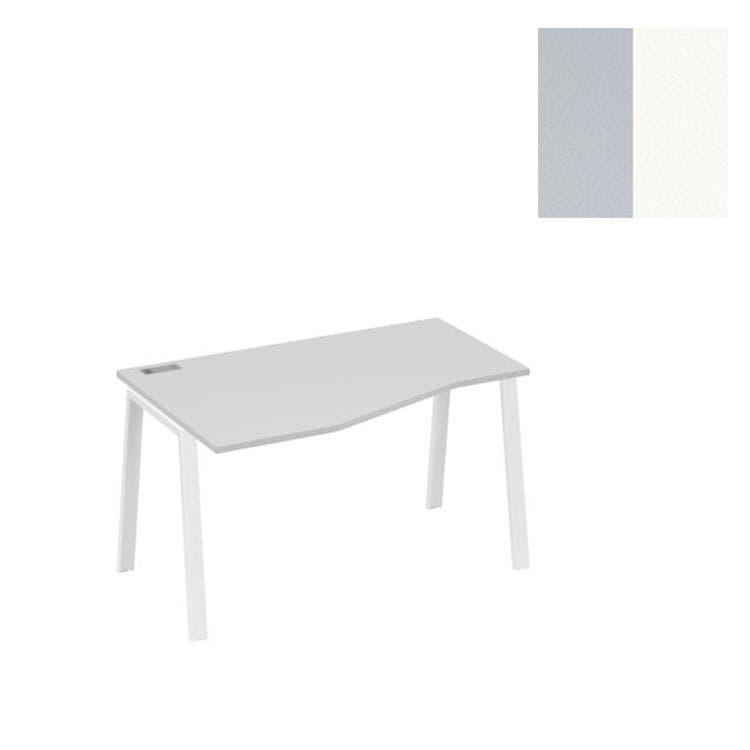Стол эргономичный левый Юнитекс А4 "Техно" на металлокаркасе TRE А4 Б3 063 СЕ (140x90x75) серый/металлокаркас белый