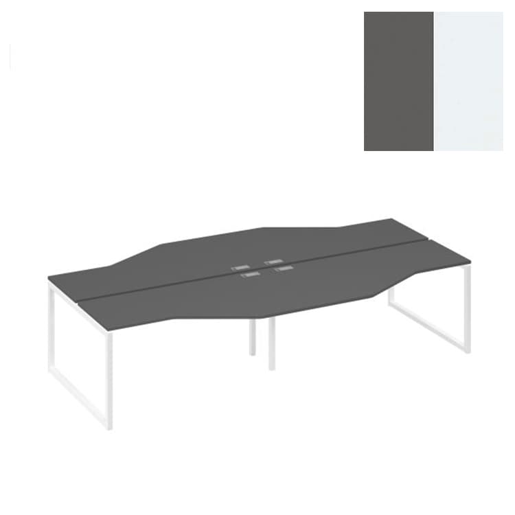 Рабочая станция Юнитекс А4 со столами (4х160) Техно опоры QUATTRO А4 Б4 188-2 АР (320x184x75) антрацит премиум/металлокаркас белый