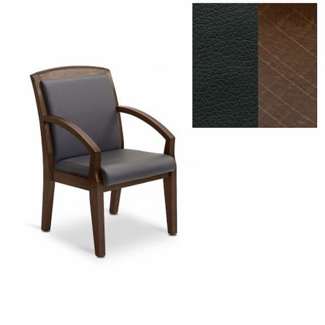 Кресло Юнитекс Граф для посетителя экокожа премиум черная CN1114/дерево-орех