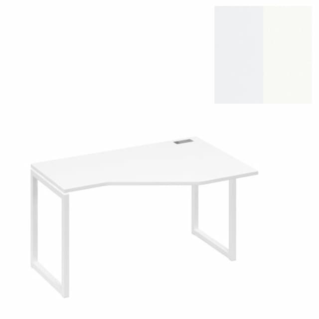 Стол эргономичный правый Юнитекс А4 "Техно" на металлокаркасе QUATTRO А4 Б4 054 БП (140x90x75) белый премиум/металлокаркас белый