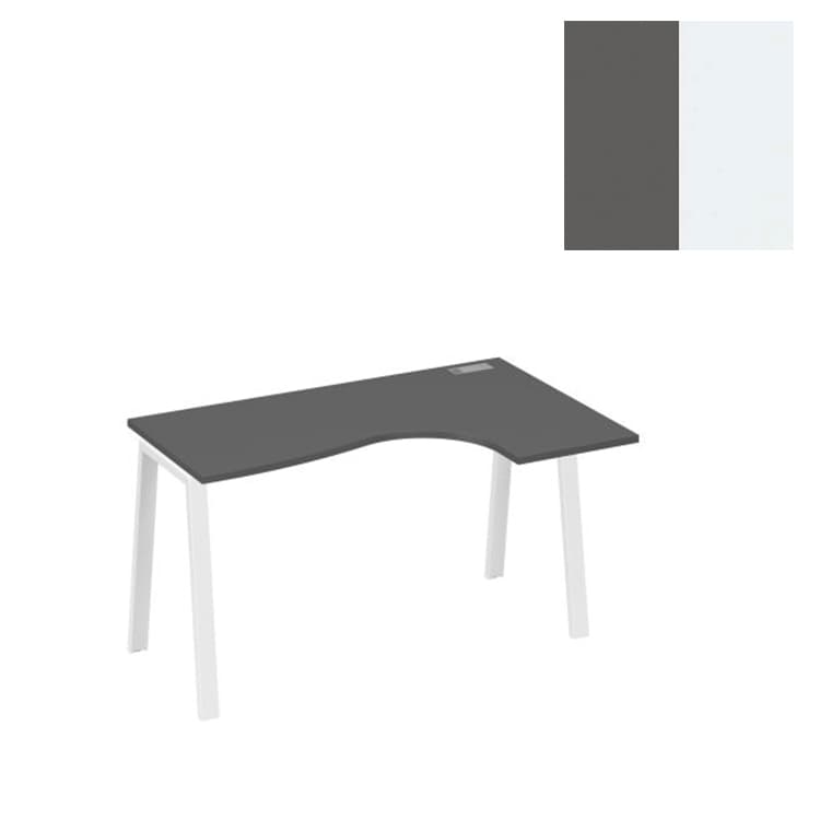 Стол эргономичный правый Юнитекс А4 "Классика" на металлокаркасе TRE А4 Б3 034 АР (140x90x75) антрацит премиум/металлокаркас белый