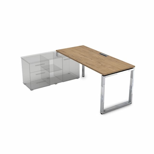 Стол рабочий, прямолинейный, левый АЛСАВ Gloss line НСТЛ-О.975 teakwood/металл глянец
